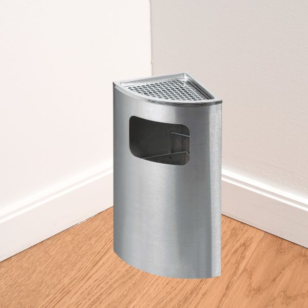 Thùng rác inox đặt góc có gạt tàn