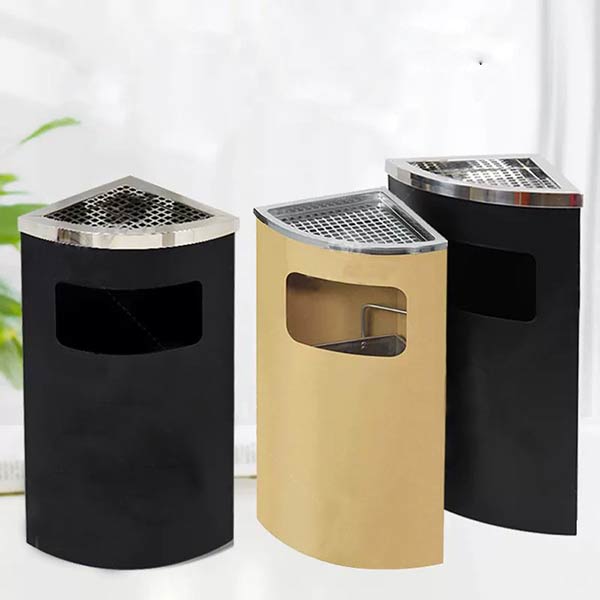 Thùng rác inox đen kê góc rẻ quạt