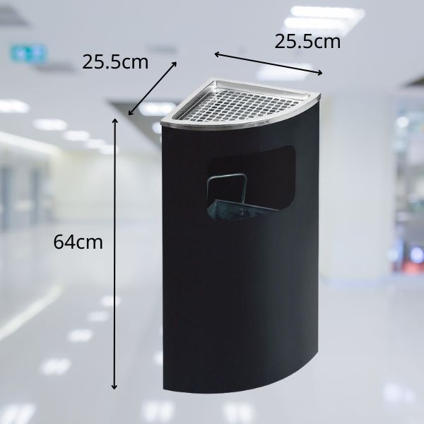 Thùng rác inox đen kê góc rẻ quạt