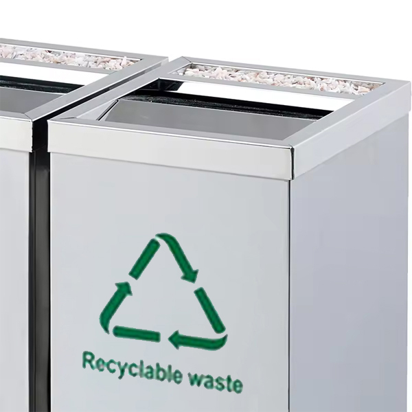 Thùng rác inox đôi ngoài trời nắp bập bênh