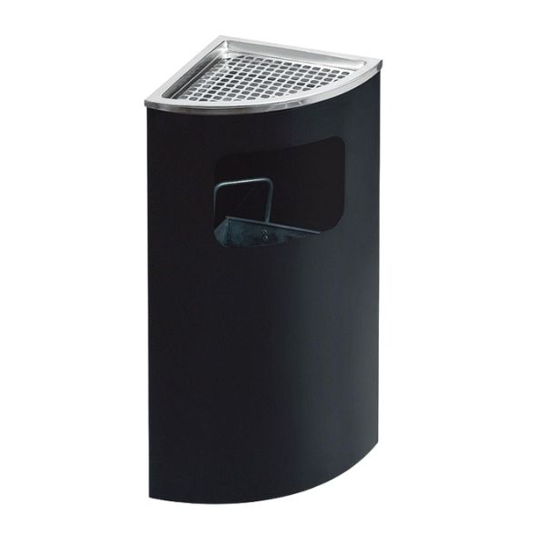 Thùng rác inox gạt tàn màu đen hình rẻ quạt