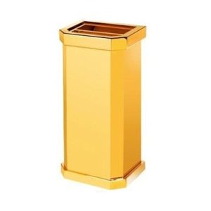 Thùng rác inox mạ vàng có gạt tàn thuốc lá