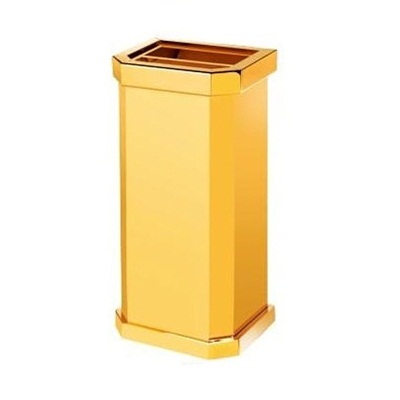 Thùng rác inox mạ vàng có gạt tàn thuốc lá