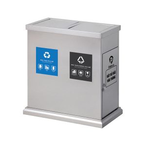 Thùng rác inox nắp lật 2 ngăn