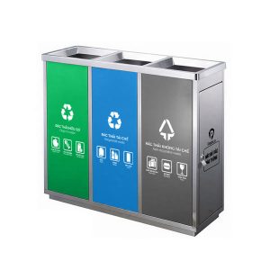 Thùng rác inox phân loại 3 ngăn