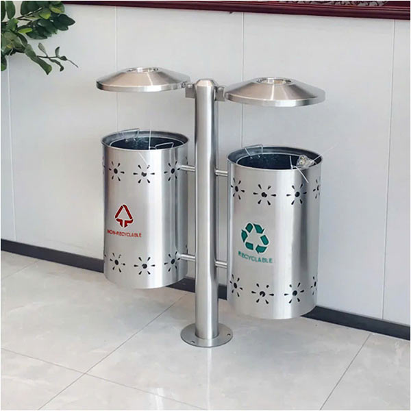 Thùng rác inox treo đôi ngoài trời