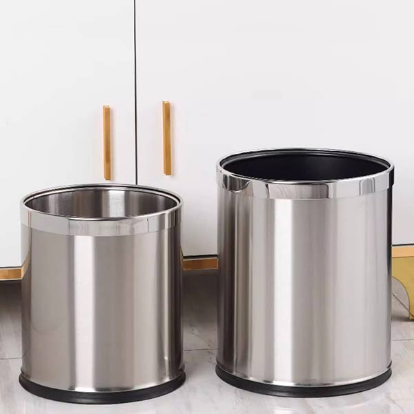 Thùng rác inox tròn 2 lớp không nắp