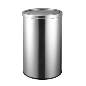 Thùng rác inox tròn nắp bập bênh cỡ đại Ø48cm