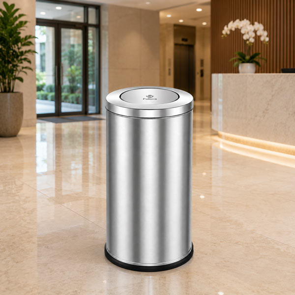 Thùng rác inox tròn nắp bập bênh