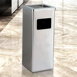 Thùng rác inox vuông có gạt tàn