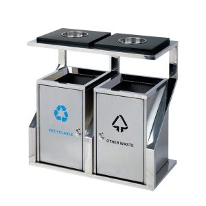 Thùng rác ngoài trời 2 ngăn inox