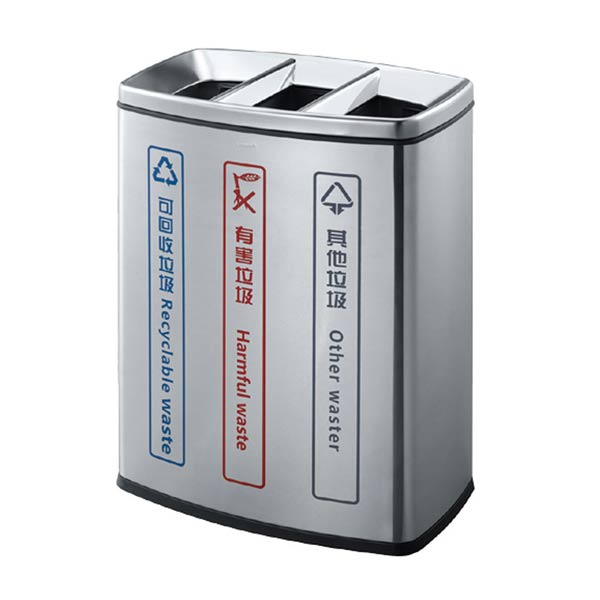Thùng rác ngoài trời 3 ngăn inox