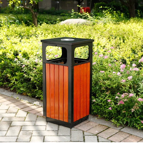 Thùng rác gỗ vuông ngoài trời