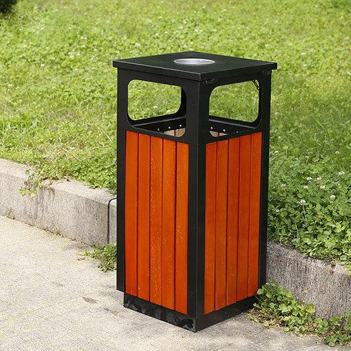 Thùng rác gỗ vuông ngoài trời