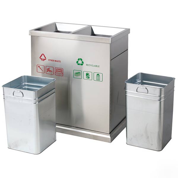 Thùng rác ngoài trời đôi bằng inox