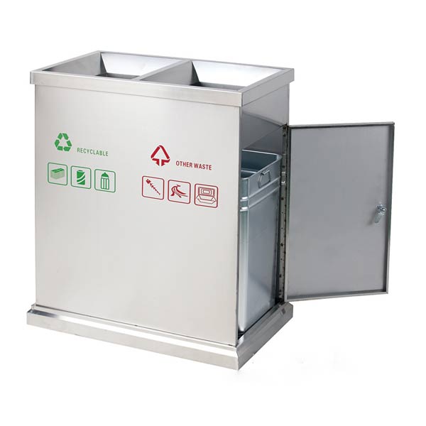Thùng rác ngoài trời đôi bằng inox