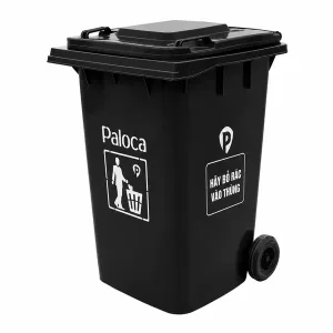 Thùng rác 360L nhựa HDPE có nắp đậy, bánh xe công cộng giá rẻ