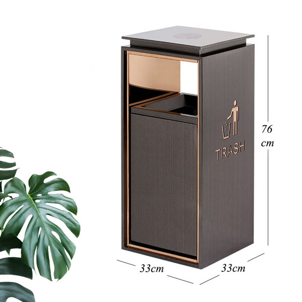 Thùng rác sảnh không gạt tàn kiểu hình vuông