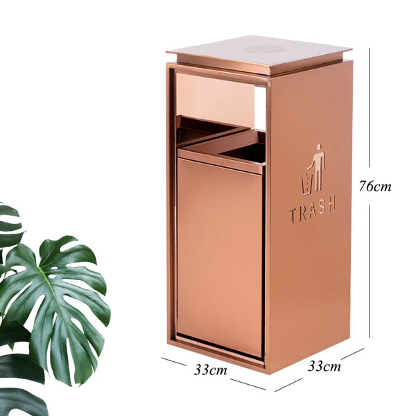 Thùng rác sảnh không gạt tàn kiểu hình vuông