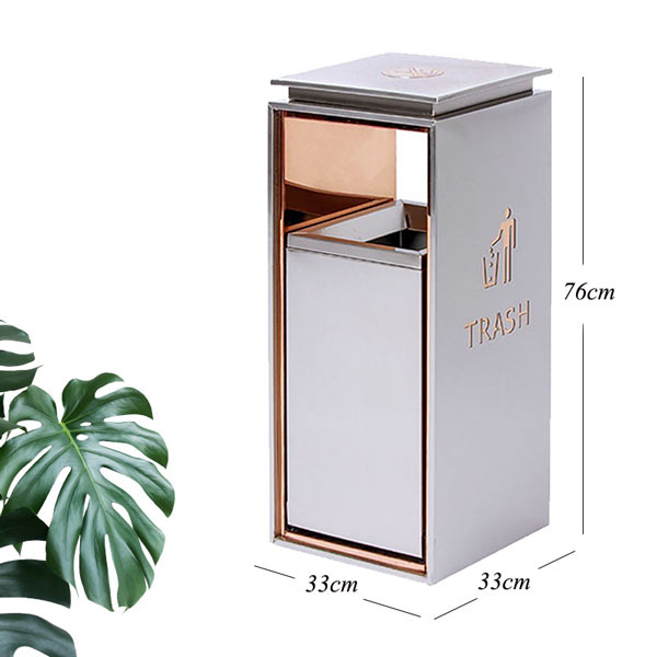 Thùng rác sảnh không gạt tàn kiểu hình vuông