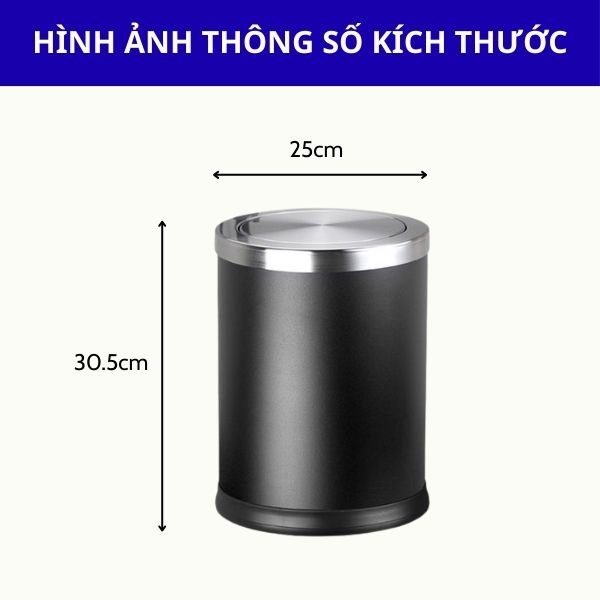 Thùng rác sơn đen nắp lật