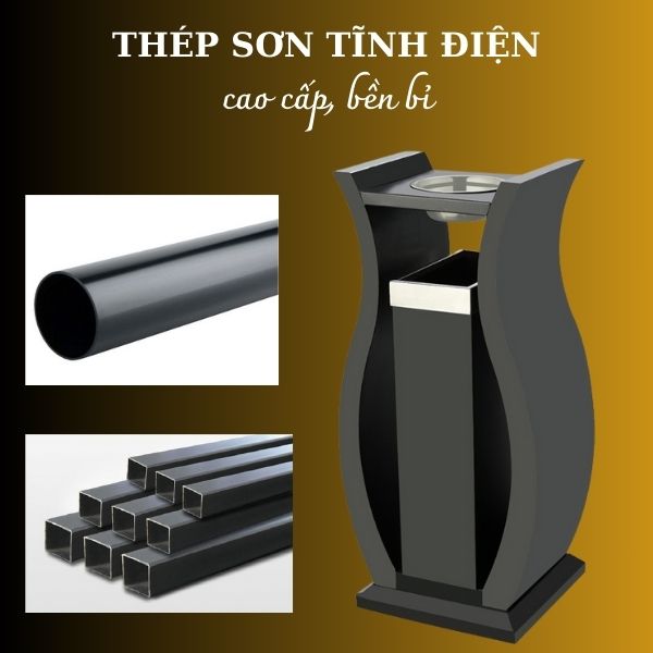 Thùng rác thép có gạt tàn đặt sàn
