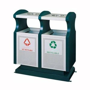 Thùng rác thép sơn tĩnh điện đôi ngoài trời