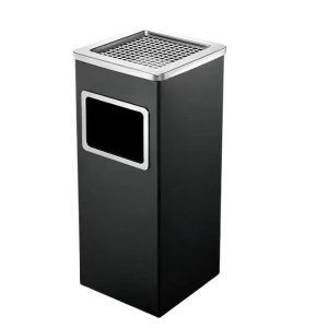 Thùng rác thép sơn tĩnh điện vuông nắp gạt tàn inox