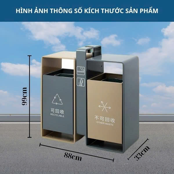 Thùng rác thép sơn tĩnh điện phân loại rác