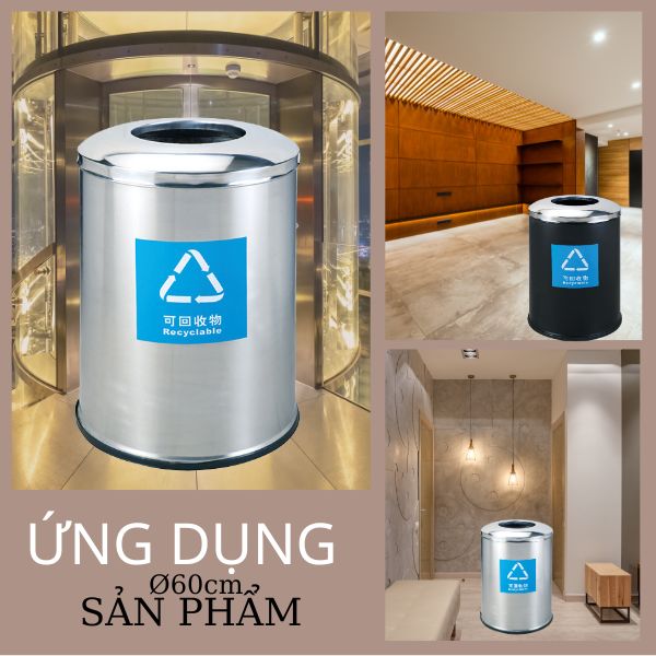 Thùng rác trung tâm thương mại inox tròn