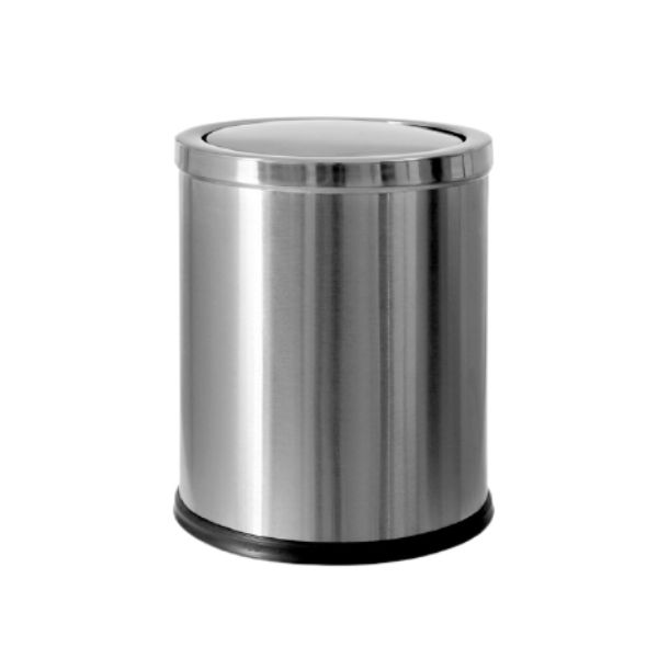 Thùng rác văn phòng nắp lật inox trắng