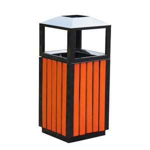 Thùng rác vuông giả gỗ có gạt tàn