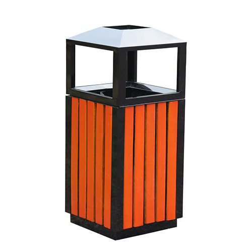 Thùng rác vuông giả gỗ có gạt tàn