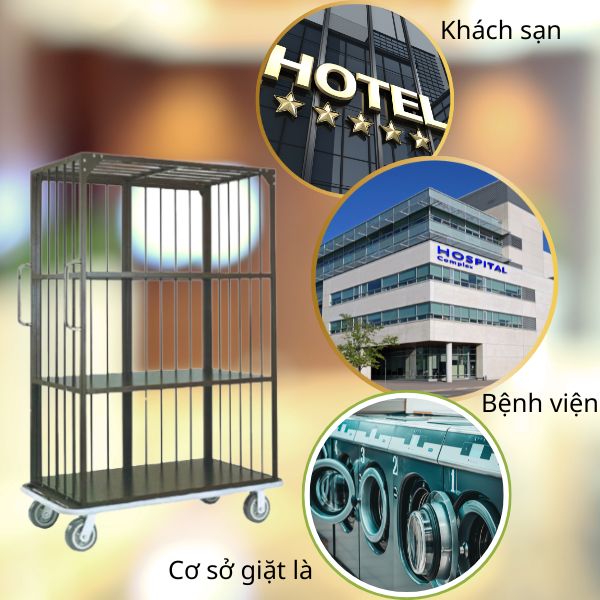 Xe chở đồ vải y tế 3 tầng - hình 4