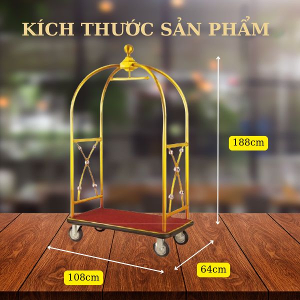 Xe chở hành lý khách sạn inox kiểu lồng chim