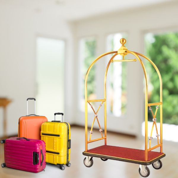 Xe chở hành lý khách sạn inox kiểu lồng chim