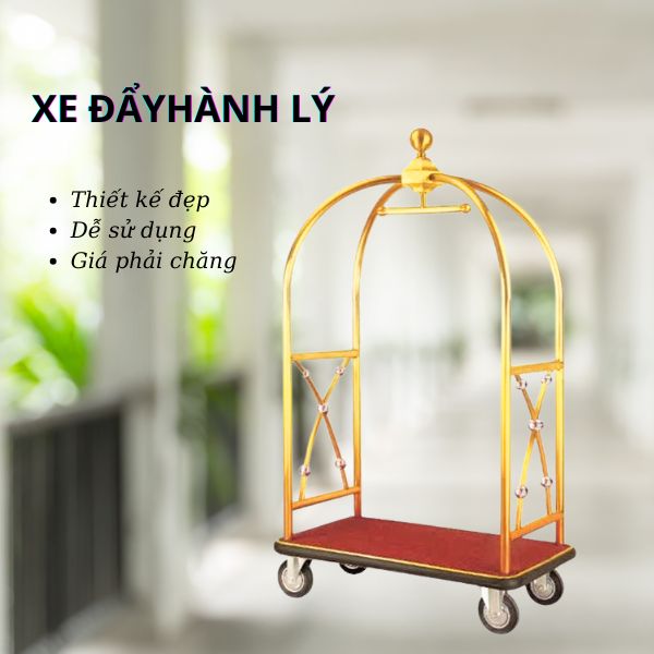 Xe chở hành lý khách sạn inox kiểu lồng chim