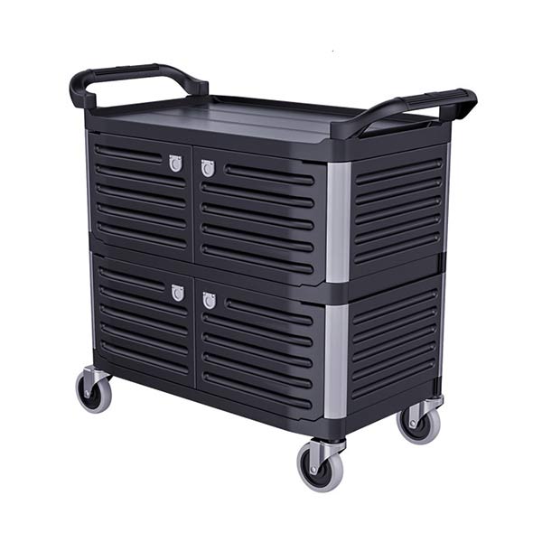 Xe đẩy đồ ăn dọn bàn bằng nhựa có cửa