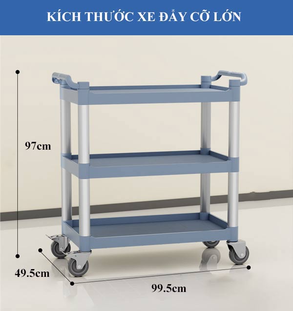 Xe đẩy thức ăn bằng nhựa khung nhôm tròn