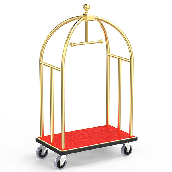 Xe đẩy hành lý khách sạn inox vàng