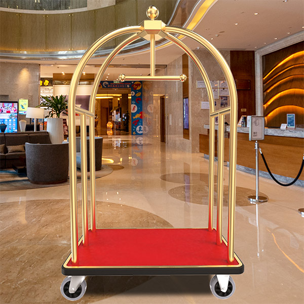 Xe đẩy hành lý khách sạn inox vàng