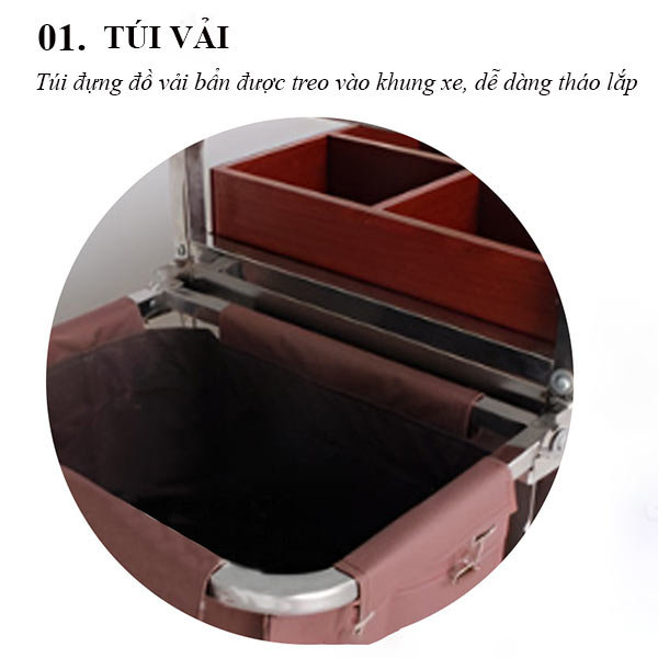 Xe đẩy làm buồng 2 túi vải