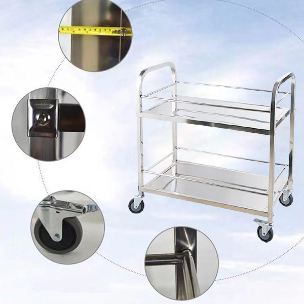 Xe đẩy thức ăn 2 tầng inox giá rẻ