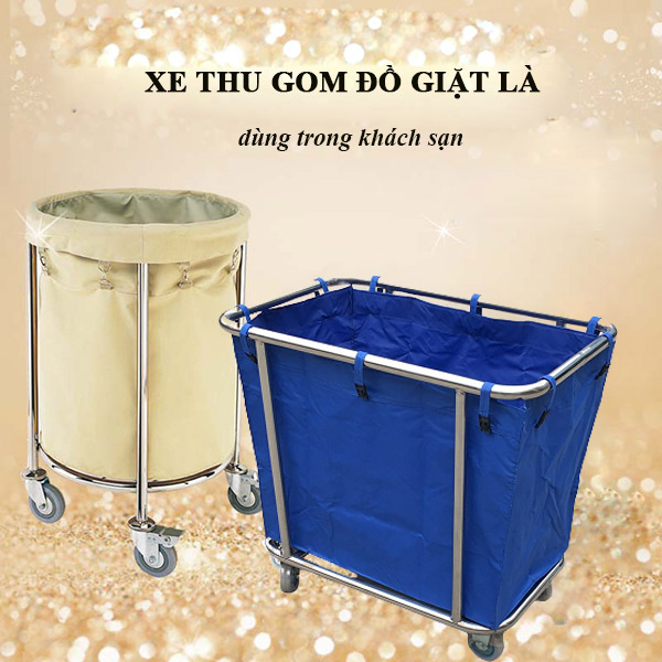 Xe thu gom đồ giặt là bằng inox - hình 4