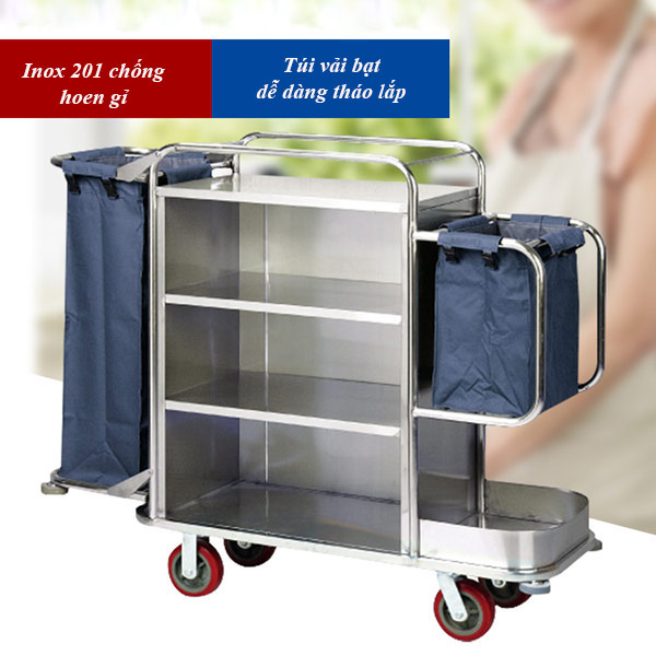 Xe đẩy dọn phòng khách sạn – xe trolley làm buồng